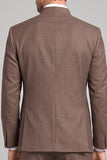 Brown Stand Collar 2 Piece Single Breasted Men's Prom Suits