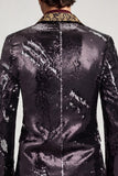 Peak Lapel One Button Black Sequins Men's Prom Blazer