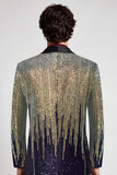 Sequins One Button Black Golden Shawl Lapel Men's Prom Blazer