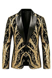 Sparkly One Button Golden Peak Lapel Men's Prom Suit with Sequins