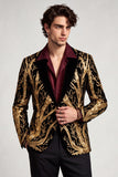 Sparkly One Button Golden Peak Lapel Men's Prom Suit with Sequins