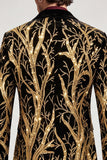 Sparkly One Button Golden Peak Lapel Men's Prom Suit with Sequins