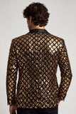 Sparkly Golden Sequins Peak Lapel Men's Prom Blazer