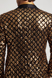 Sparkly Golden Sequins Peak Lapel Men's Prom Blazer