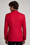 Notched Lapel One Button Sequins Red Men's Prom Blazer