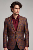 Brownish Red One Button Notched Lapel Men's Prom Blazer