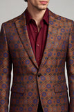 Brownish Red One Button Notched Lapel Men's Prom Blazer