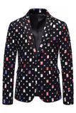 One Button Black Notched Lapel Men's Prom Blazer