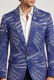 Notched Lapel Grey Blue One Button Men's Prom Blazer