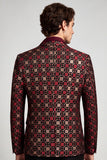 One Button Shawl Lapel Burgundy Men's Prom Blazer