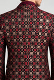 One Button Shawl Lapel Burgundy Men's Prom Blazer