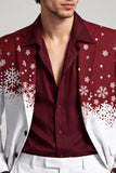 Single Breasted Red White Notched Lapel Christmas Printed Men's Prom Blazer