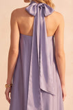 Light Purple Satin A-Line Strapless Maxi Wedding Guest Dress