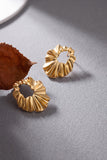 Gold Wavy Ruffled Open Hoop Statement Earrings