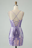 Green Corset Spaghetti Straps Homecoming Dress With Sequins