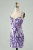 Green Corset Spaghetti Straps Homecoming Dress With Sequins