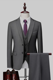 2 Piece Notch Lapel Dark Grey Single Breasted Men's Prom Suits