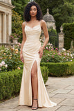 Champagne Beaded Mermaid Corset Prom Dress