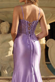 Lavender Corset Mermaid Prom Dress with Slit