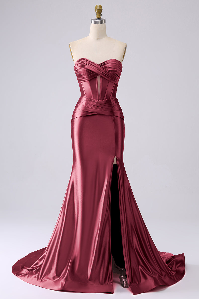 Load image into Gallery viewer, Sparkly Lilac Mermaid Sweetheart Corset Long Prom Dress with Slit