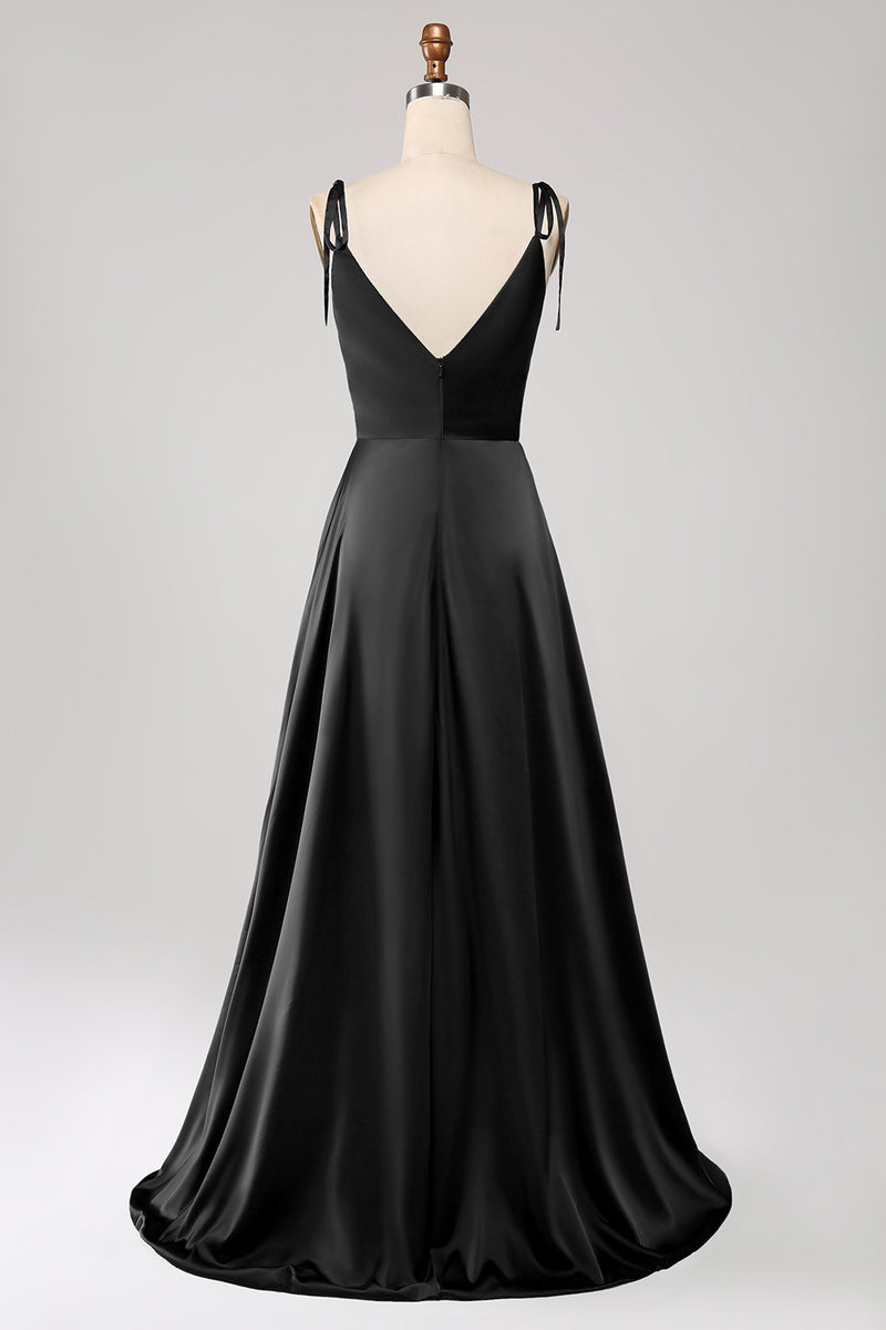 Load image into Gallery viewer, Simple Dark Green Spaghetti Straps Ruched Prom Dress with Slit