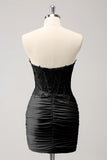 Fuchsia Sweetheart Corset Tight Cocktail Dress with Beading