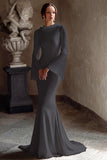 Ivory Mermaid Cowl Neck Long Wedding Dress