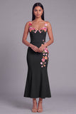 Light Yellow Mermaid Long Floral Dress with Appliques