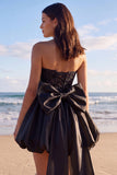 Sprakly Strapless Beaded A Line Corset Little White Dress with Bow