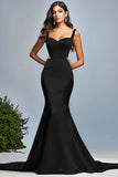 Satin Dark Green Mermaid Long Prom Dress