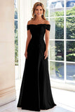 Elegant Taupe Off the Shoulder Chiffon Sheath Long Mother of the Bride with Lace Appliques