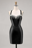 Corset Satin Bodycon Dark Green Cocktail Dress