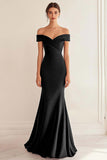 Off the Shoulder Mermaid Ruched Navy Formal Dress