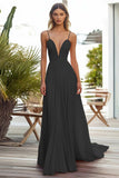 Pink A Line Pleated Long Wedding Guest Dress