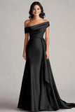 One Shoulder Pleated Champagne Sheath Long Formal Dress