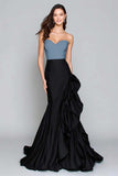Black and White Mermaid Sweetheart Fomal Dress with Ruffles