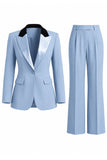 Women's Dark Green One Button Peak Lapel 2-piece Work Suits