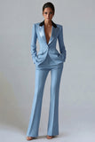 Women's Dark Green One Button Peak Lapel 2-piece Work Suits