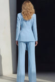 2 Piece Pink Peak Lapel Women's Work Suits with Sash