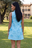 Hot Pink High Neck A-Line Homecoming Dress with 3D Flowers
