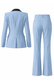 Women's Dark Green One Button Peak Lapel 2-piece Work Suits