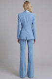 Navy Shawl Lapel 2 Piece Single Breasted Women's Work Suits