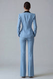 Women's Dark Green One Button Peak Lapel 2-piece Work Suits