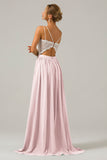 Eucalyptus Open Back Boho Chiffon Long Bridesmaid Dress with Lace