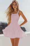White A Line Short Pleated Short Graduation Dress