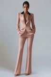 Women's Dark Green One Button Peak Lapel 2-piece Work Suits