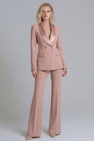 2 Piece Fresh Emerald Shawl Lapel Double Breasted Women's Work Suits