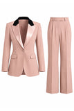 Women's Dark Green One Button Peak Lapel 2-piece Work Suits