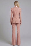 Navy Shawl Lapel 2 Piece Single Breasted Women's Work Suits