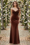 Mermaid Velvet Black Spaghetti Straps Long Holiday Dress